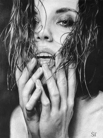 Grafica "Il tempo è acqua", illustratore Vladimir Sumarokov carbone carta alla Jose Art Gallery