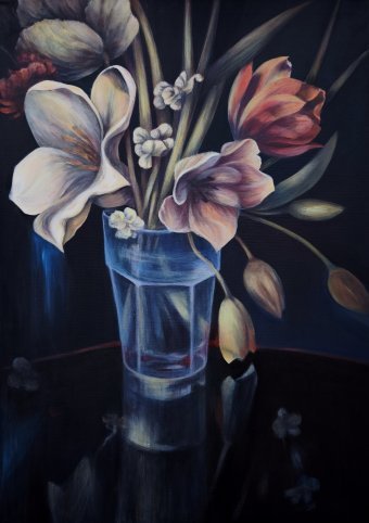 Malarstwo "Martwa natura ze szklanym wazonem", malarz GotLen akryl płótno w Jose Art Gallery