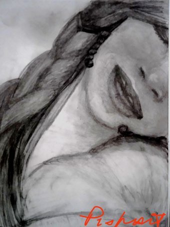 Painting "Oops: A Moment of Emotion in Realism" by painter Pishont pencil paper at Jose Art Gallery