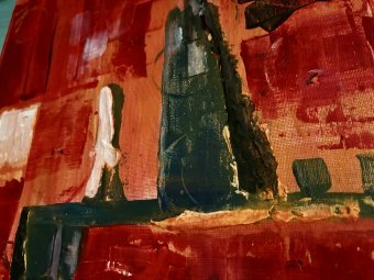 Pintura "Díptico Abstracto Sinfonía Roja 2025", pintor M.E.G acrílico lienzo en Jose Art Gallery