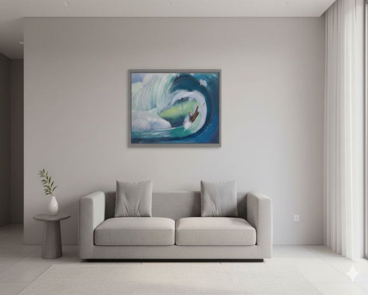 Additional view 3: Abstract Marine Art Painting Wave: Nature’s Fury by painter Fa Ley acrylic canvas 