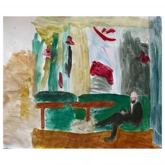 Peinture "McDonald's", peintre Irfan Ajvazi acrylique carton à la Jose Art Gallery