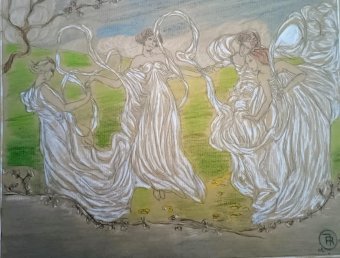 Drawing "Silk Symphony Turin 1902" by illustrator roberto ferrando pencil paper at Jose Art Gallery