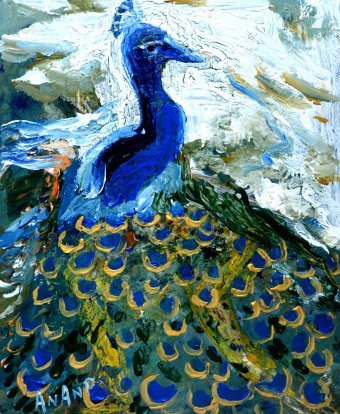 Malerei "Pfau-1", maler/-in ANAND MANCHIRAJU Mischtechnik Kunststoff in der Jose Art Gallery