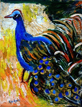 Malerei "Pfau-3", maler/-in ANAND MANCHIRAJU Mischtechnik Kunststoff in der Jose Art Gallery
