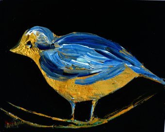 Malerei "GOLDENER VOGEL-1", maler/-in ANAND MANCHIRAJU Mischtechnik Kunststoff in der Jose Art Gallery
