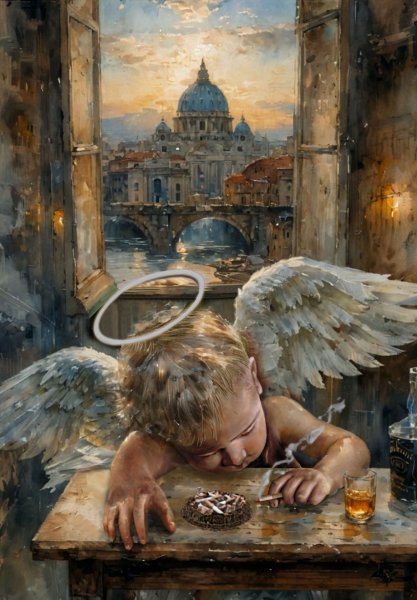 Additional view 2: Pixel art Religious Digital Art Ange Déchu, ANGE DESTROY by digital artist francois rey 