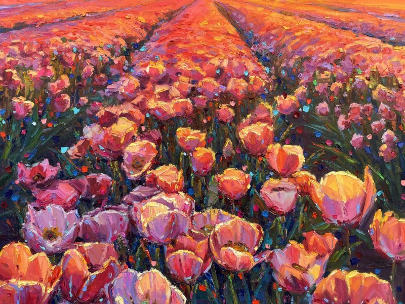 Tulips Painting by Yevgeny Chernyakovsky - Jose Art Gallery