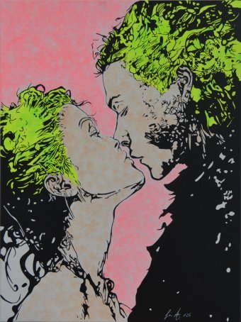 Painting "Kiss" by painter Goswin Houy acrylic canvas at Jose Art Gallery