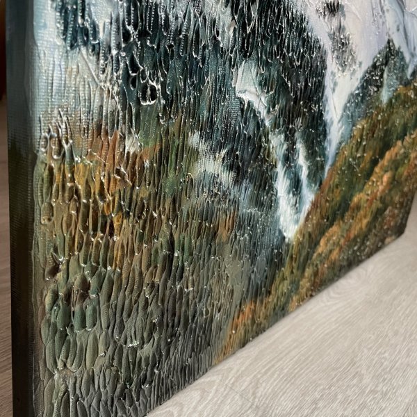 Matterhorn Alpine Sunset Textured Art Painting by Anna Shkolik