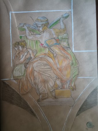 Drawing "Libyan Sibyl: Signs and Destinies" by illustrator roberto ferrando pencil paper at Jose Art Gallery