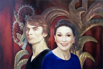 Peinture "DEUX LÉGENDES / MARGOT ET RUDY", peintre Tatiana Rezvaya huile toile à la Jose Art Gallery