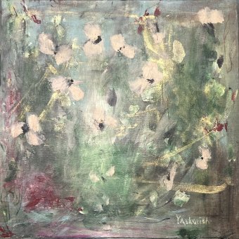 Painting "Powdery Flowers. Abstraction and Meadow" by painter Diana Yaskovich acrylic canvas at Jose Art Gallery