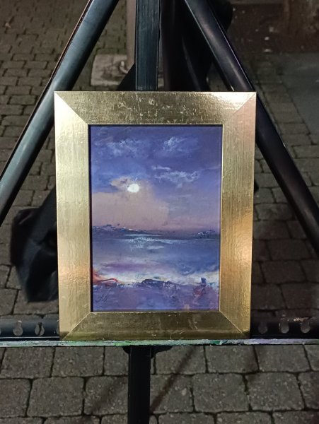 Additional view 2: Abstract Marine Art Painting Miracle moon by painter Natalia Arkhipenko acrylic cardboard 