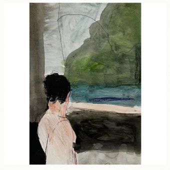 Painting "Peaceful Holidays Contemporary Art 2024" by painter Irfan Ajvazi pencil paper at Jose Art Gallery