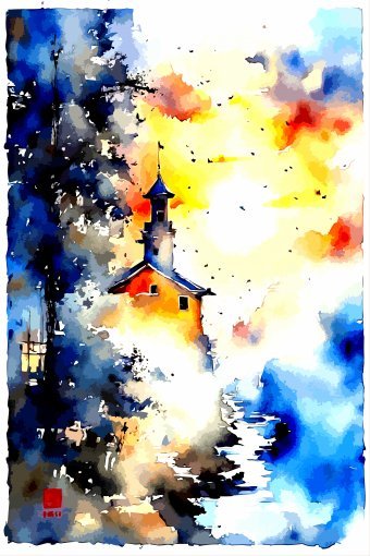 Arte digital "Resplandor de la ciudad bajo la lluvia", artista digital Viktor Levchenko en Jose Art Gallery