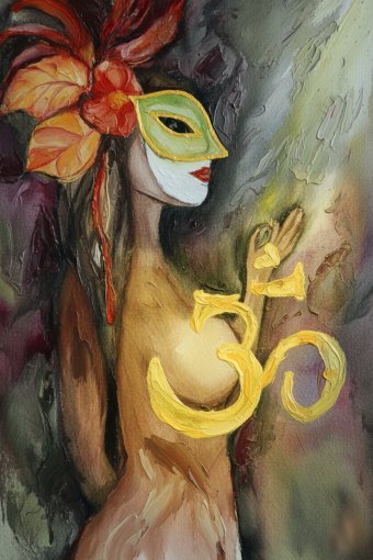 Peinture "Déesse mystique Om", peintre Selena Sashina technique mixte toile à la Jose Art Gallery