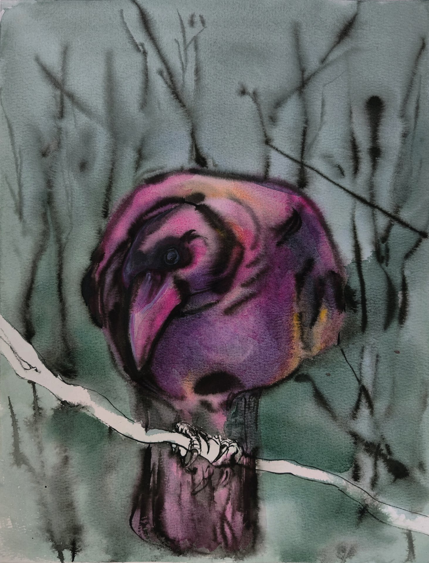 Pink Crow Painting by Yana Dmitrieva - Jose Art Gallery