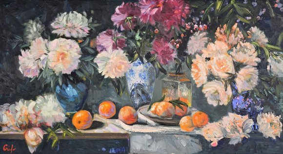 Peonies and Oranges Garden Light