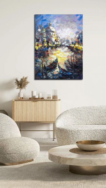 Additional view 1: Impressionism Cityscapes Painting Golden Evening in Venice by painter Anastasia Kozorez oil canvas 