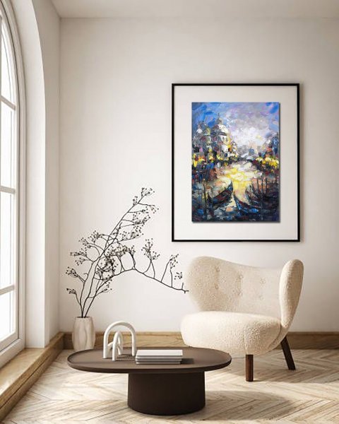 Additional view 2: Impressionism Cityscapes Painting Golden Evening in Venice by painter Anastasia Kozorez oil canvas 