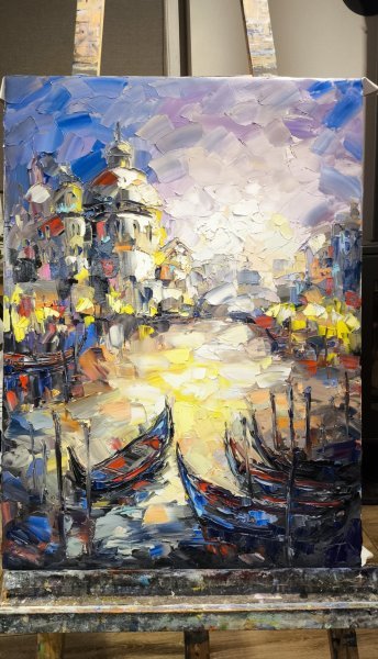 Additional view 8: Impressionism Cityscapes Painting Golden Evening in Venice by painter Anastasia Kozorez oil canvas 