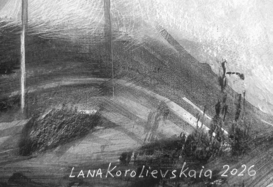 Additional view 1: Figurative Portrait Drawing In the Cage by illustrator Lana Korolievskaia ink cardboard 