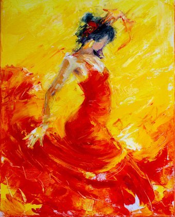 Painting "Flame rising" by painter Anna Ravliuc oil canvas at Jose Art Gallery