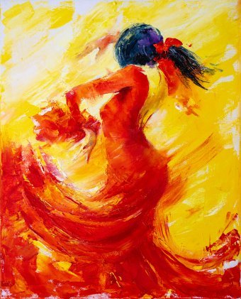 Painting "Flame in motion" by painter Anna Ravliuc oil canvas at Jose Art Gallery