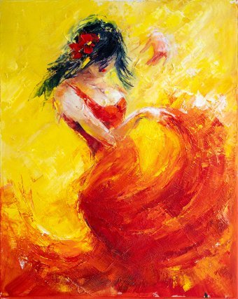 Painting "Flame unfolding" by painter Anna Ravliuc oil canvas at Jose Art Gallery