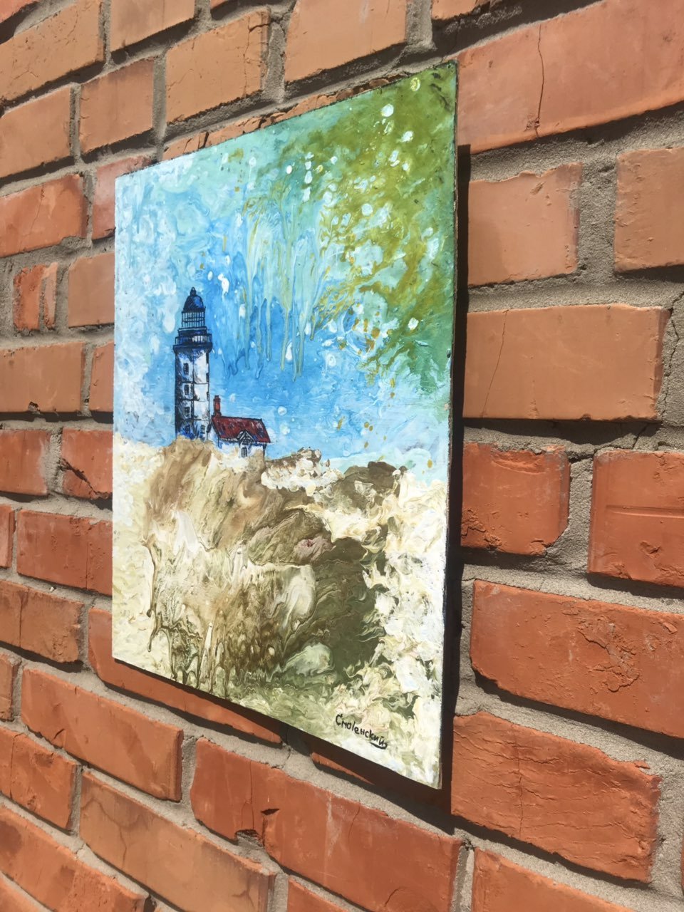 Storm near the lighthouse - painting