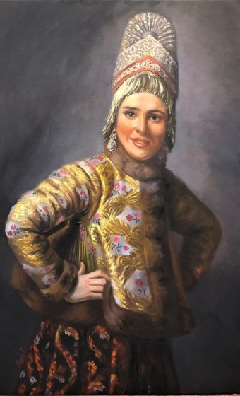 Painting "Russian beauty in traditional dress" by painter Tatyana Rykova oil canvas at Jose Art Gallery