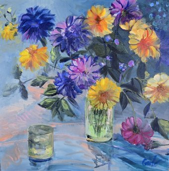 Malarstwo "Światło ogrodowe: dzikie kwiaty", malarz Gulshaba Abbasova olej płótno w Jose Art Gallery