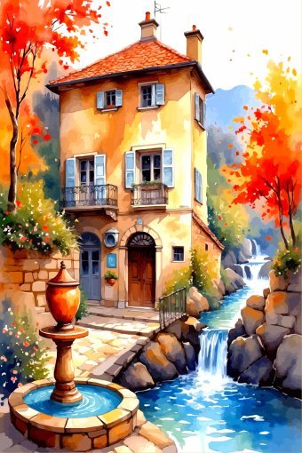 Arte digital "Casa de cuentos en otoño", artista digital Viktor Levchenko en Jose Art Gallery