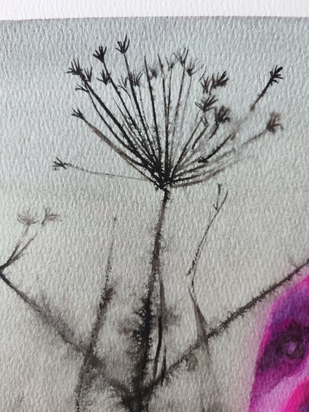 Additional view 1: Surrealism Animal Painting Off-Screen by painter Yana Dmitrieva watercolor paper 