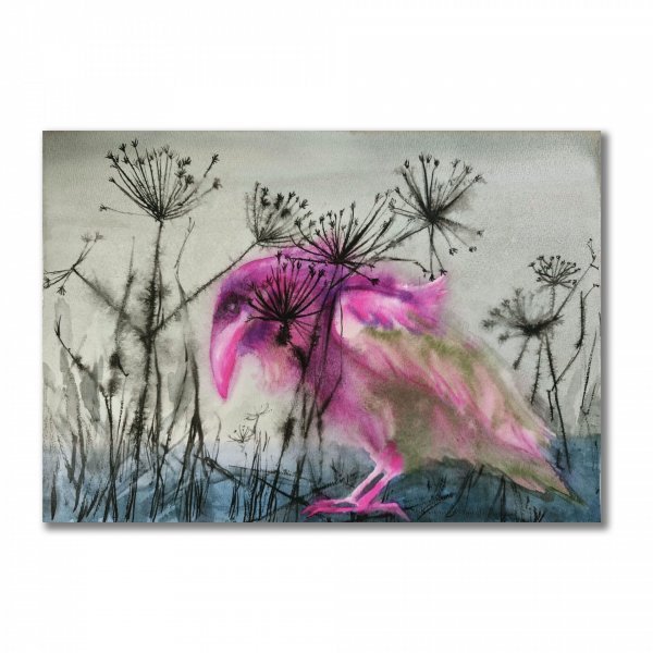 Additional view 4: Surrealism Animal Painting Off-Screen by painter Yana Dmitrieva watercolor paper 