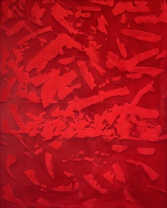 Painting "Red abstraction" by painter Nataliia Zevaikina oil canvas at Jose Art Gallery