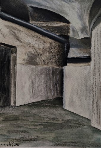 Drawing "Place" by illustrator Stanislav Bazylev pastel paper at Jose Art Gallery