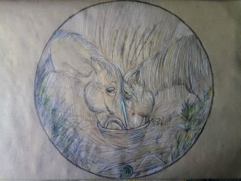 Drawing "Wild Feast in the Mythical West" by illustrator roberto ferrando pencil paper at Jose Art Gallery