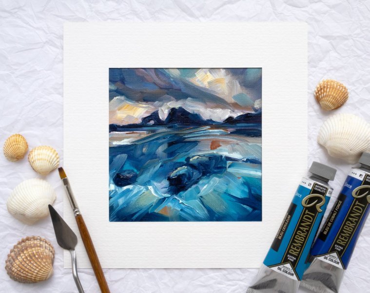 Additional view 1: Abstract Landscape Painting Coastal Forms by painter Adrienn Pécsek oil paper 