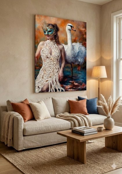 Additional view 1: Surrealism Mythological Painting Secret Pond by painter Selena Sashina oil canvas 