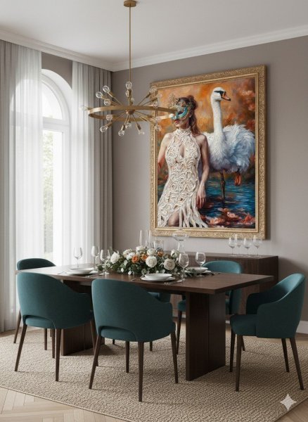 Additional view 6: Surrealism Mythological Painting Secret Pond by painter Selena Sashina oil canvas 