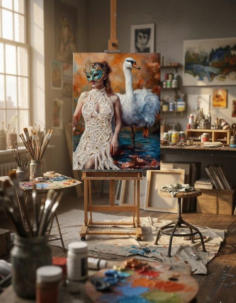 Additional view 7: Surrealism Mythological Painting Secret Pond by painter Selena Sashina oil canvas 