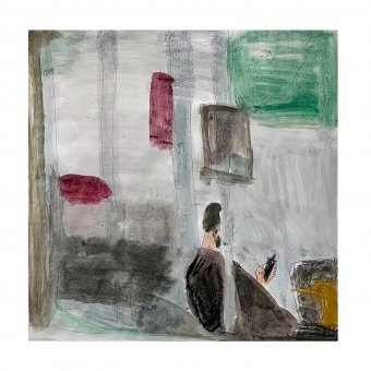 Painting "Afternoon" by painter Irfan Ajvazi acrylic paper at Jose Art Gallery