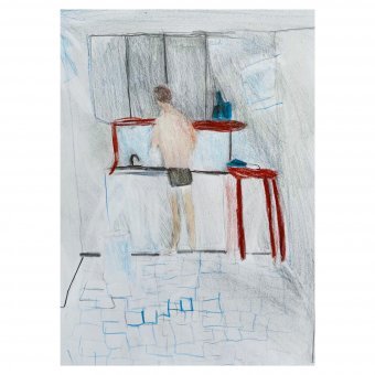 Graphik "Küche", illustrator Irfan Ajvazi Gravüre Papier in der Jose Art Gallery