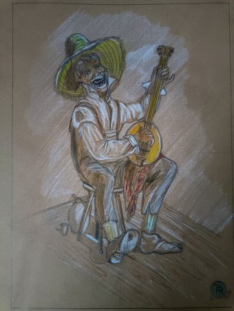 Графіка "Мелодії Півдня: афро-кубинські ритми", ілюстратор roberto ferrando карандаш папір в Jose Art Gallery