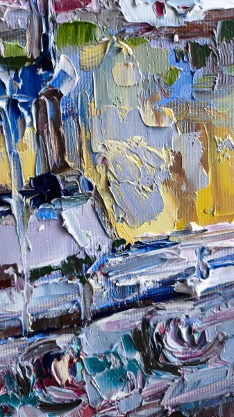 Additional view 6: Impressionism Marine Art Painting Quiet harbor at sunset by painter Anastasia Kozorez oil canvas 