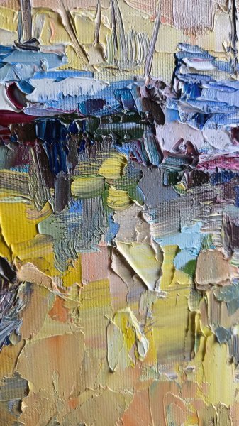 Additional view 7: Impressionism Marine Art Painting Quiet harbor at sunset by painter Anastasia Kozorez oil canvas 