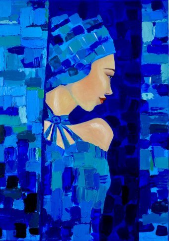 Malarstwo "Niebieskie serce", malarz Natalya Marques olej płótno w Jose Art Gallery