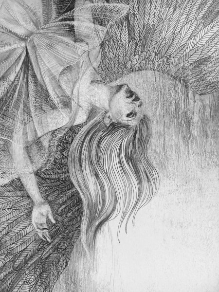 Zusätzliches Bild 4: Figurative Kunst Porträt Graphik "Der Fall", illustrator Lana Korolievskaia Tinte Karton 